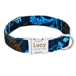 Personalized Dog Collar Leash Nylon Print Small Dog Collars and Lead for Small Medium Large Pet Pitbull German Shepherd Puppy