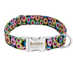 Personalized Dog Collar Leash Nylon Print Small Dog Collars and Lead for Small Medium Large Pet Pitbull German Shepherd Puppy